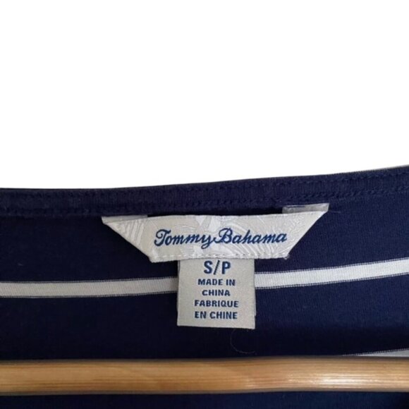 Tommy Bahama Navy & White Striped Ruffle Sleeve Top Small - Picture 2 of 4